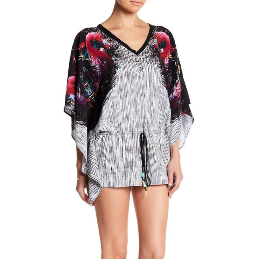 La Plage by Nicole Miller Embellished Tunic Caftan Coverup
